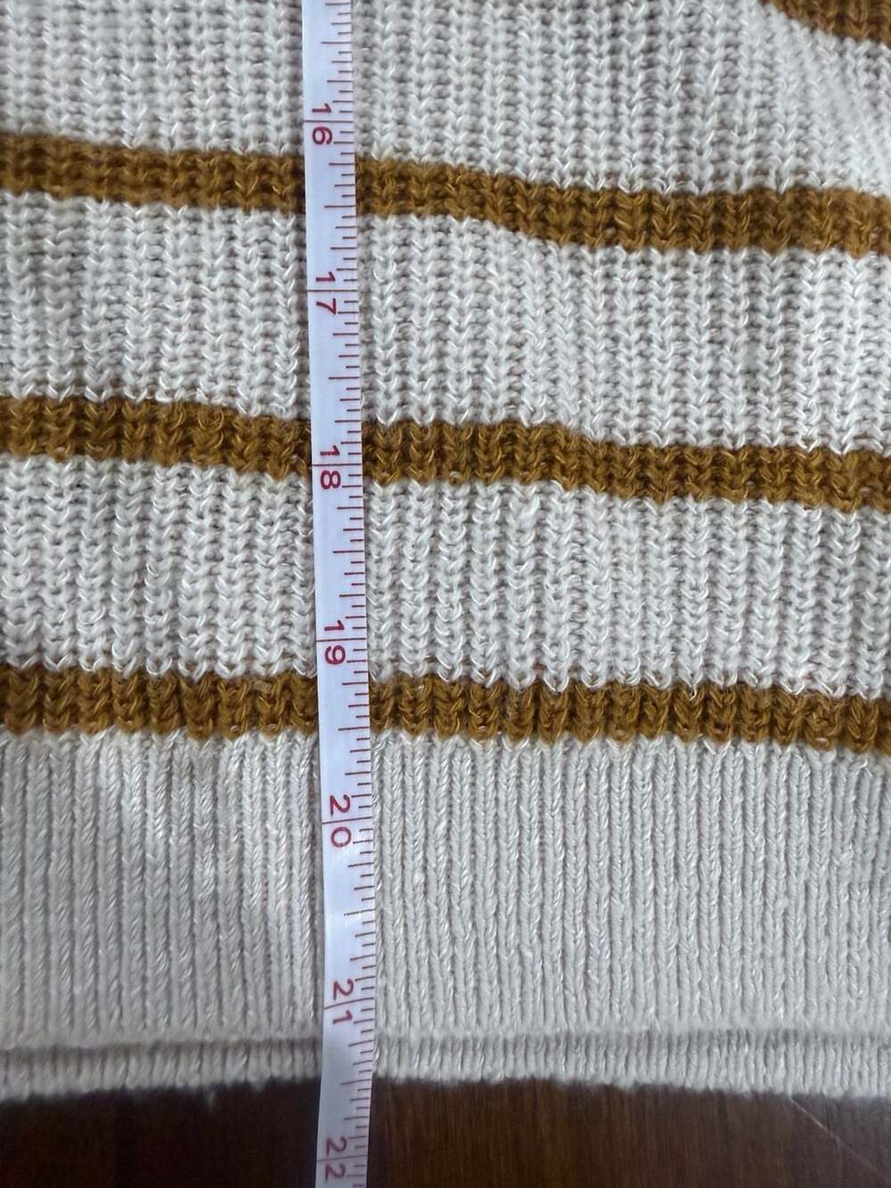 Garnet Hill Wool Linen Striped Puff Sleeve Mock Neck Sweater Medium Cozy - Picture 7 of 7